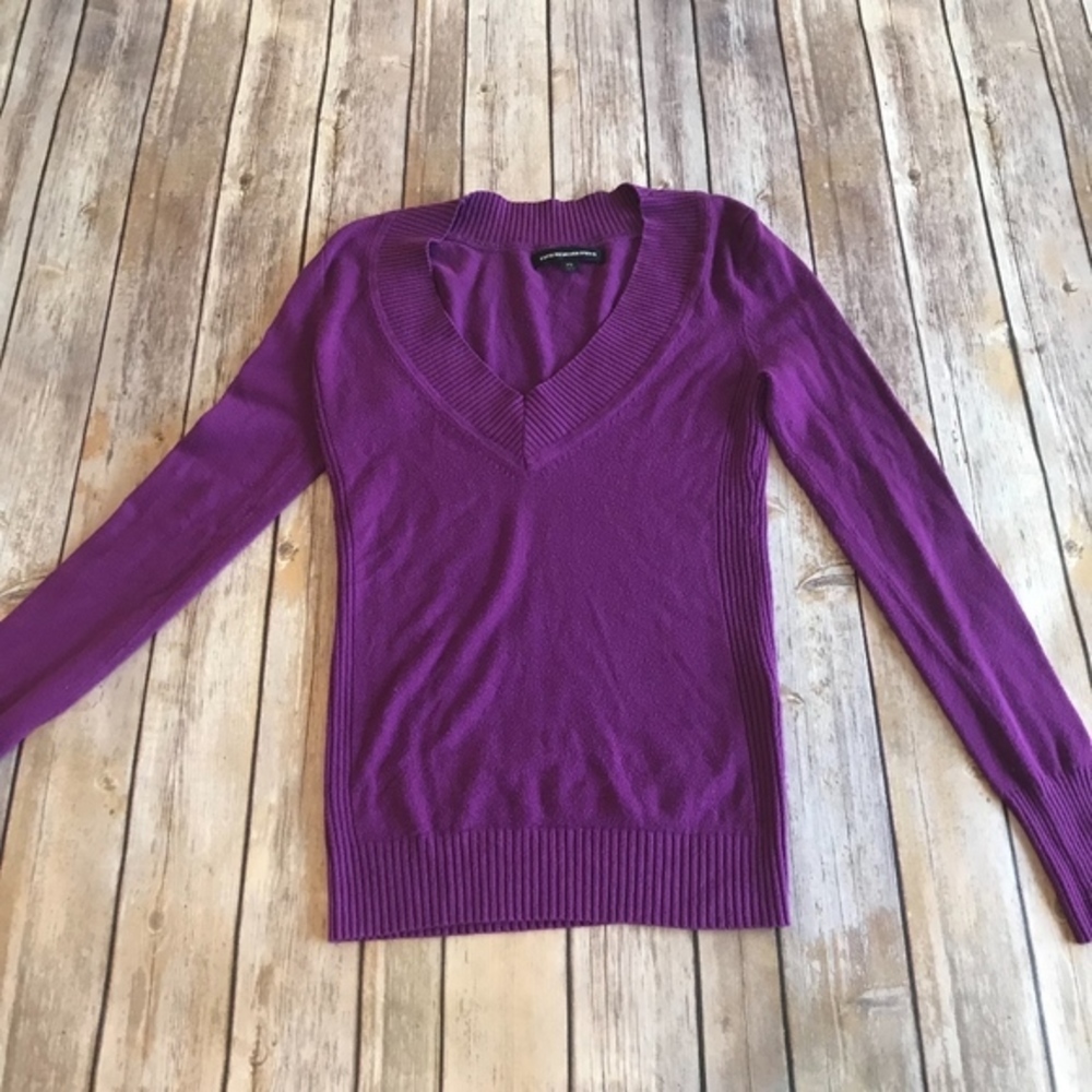 Express Fitted V-Neck Purple Sweater
